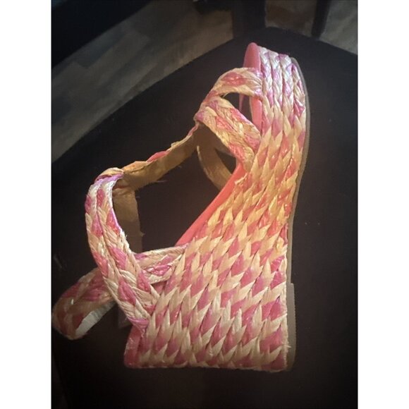Torrid Womens Strap Size 7.5 Wide  Platform Shoes Raffia Pink Chunky Sandals - Picture 4 of 5